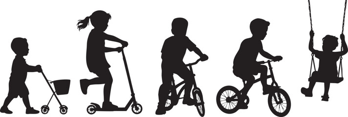 Obraz premium Children Playing Silhouettes Diverse Outdoor Activities for Childhood Development