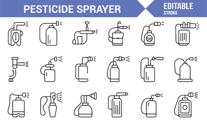 Professional Vector Icons of Chemical Applicators, Pumps, and Spray Tanks