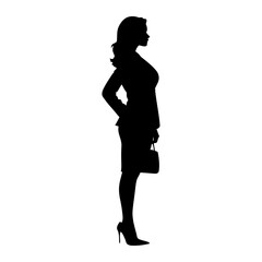 Woman in suit profile vector silhouette for executive coaching branding office wear marketing and business consulting services