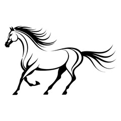 Minimal horse in motion vector simple stroke art for equestrian branding sports marketing and fluid movement visual themes
