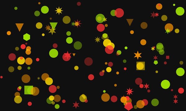 Colorful shapes on black background abstract geometric pattern design wallpaper