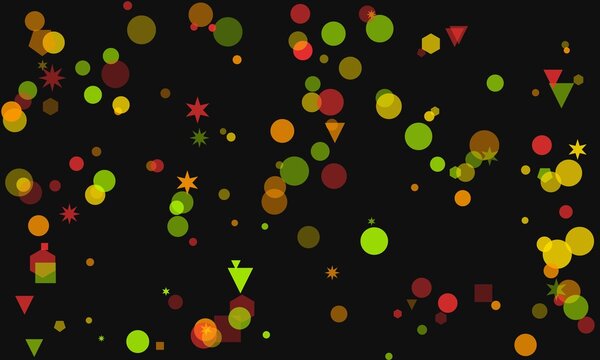 Playful Geometric Shapes Floating on Dark Background Illustration Abstract Design
