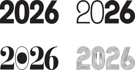Creative variations of the year 2026 in different font styles