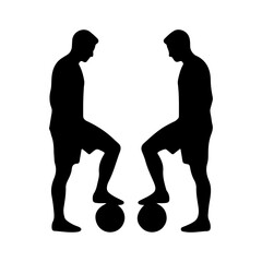 Soccer player silhouette set. Athlete in standing pose, front view, isolated.