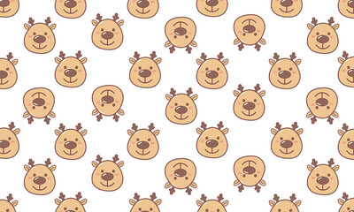 Obraz premium Seamless pattern with stylized deer in a winter festive theme. Decorative animal illustration with clean shapes, ideal for textiles, wrapping paper, and holiday designs.