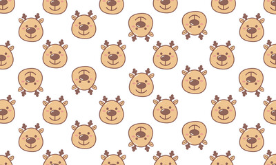 Seamless pattern with stylized deer in a winter festive theme. Decorative animal illustration with clean shapes, ideal for textiles, wrapping paper, and holiday designs.