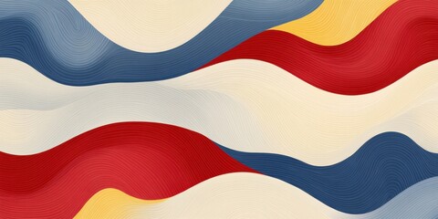 Naklejka premium Abstract wavy pattern with red blue yellow cream lines dynamic texture