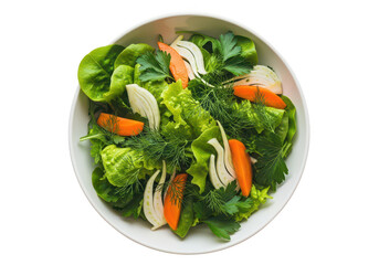 Fresh green salad with vegetables isolated on transparent background, healthy eating