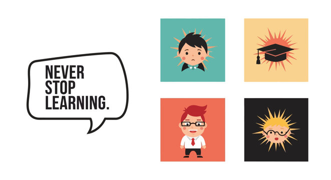 Educational journey: from curious kids to graduates with never stop learning message - Powered by Adobe