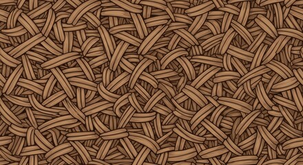 Tightly interwoven organic fibers create a rich brown textured background pattern