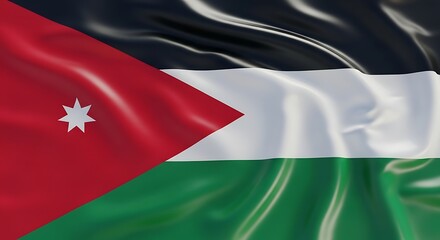 The national flag of jordan waving in the wind, a symbol of the hashemite kingdom of jordan, Jordan Independent Day flag