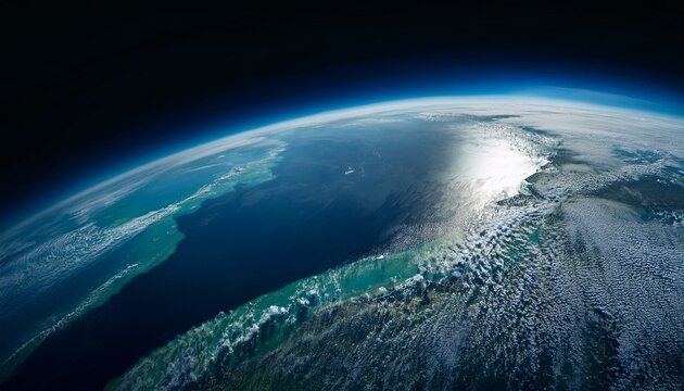 Cinematic Space Image Showing The Curvature Of Half Of The Earth During Day 2 Of Creation Genesis 1 6 8 The Planet Is Entirely Covered By Deep Endless Ocean No Land No Vegetation No Mountains