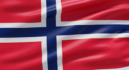 Obraz premium Norway flag waving in the wind, national symbol of the kingdom of norway, Norway Independent Day flag