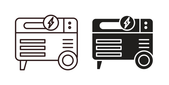 Electric generator icon concept. Glyph vector illustration isolated. Simple solid style.