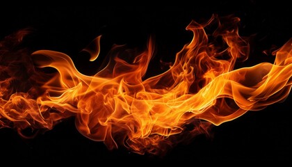 Fototapeta premium Movement Of Fire Flames Isolated On Black Background