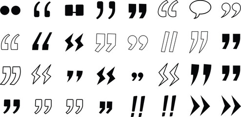Fototapeta premium Collection of hand drawn quotation marks and punctuation symbols