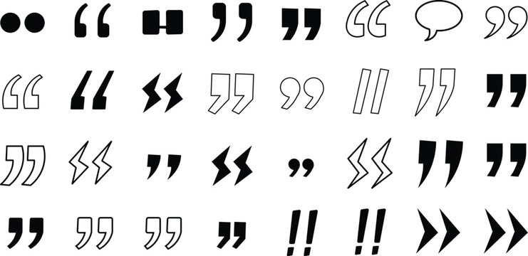 Collection of hand drawn quotation marks and punctuation symbols