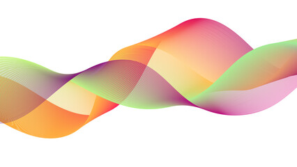 Flowing gradient wave lines with smooth blend effects. Abstract wavy line blend element for design. Digital frequency track equalizer. Colorful, shiny wave with lines created using the blend tool.