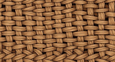 Seamless texture depicting interwoven natural fiber material pattern