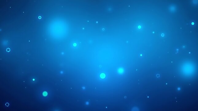 Abstract blue digital background with glowing bokeh particles