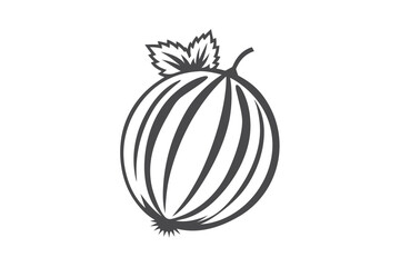 Isolated gooseberry shows distinctive line details and leafy crown against white background is visible