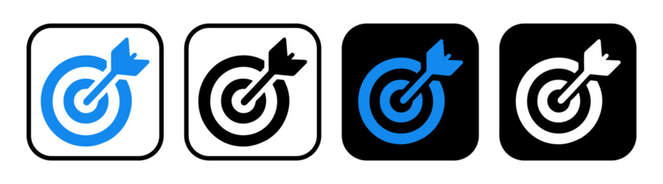 Set target flat icons, victory sign. Target with arrow icon sign vector