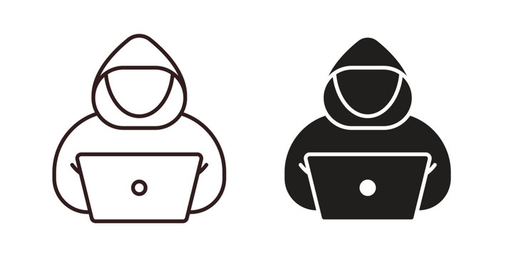 Hacker icon concept. Glyph vector illustration isolated. Simple solid style.