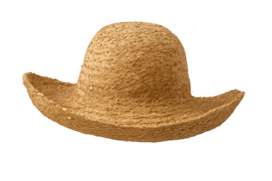 Brown floppy summer hat, a beige felt headwear accessory protecting from sun on transparent background