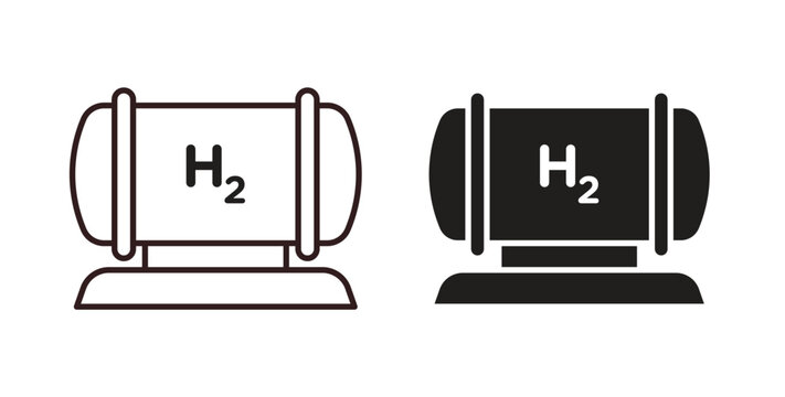 Hydrogen gas tank icon concept. Glyph vector illustration isolated. Simple solid style.
