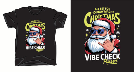 Vibe check christmas graphic vector art t-shirt design