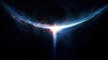 Naklejka premium Energetic cosmic nebula with bright light flares in deep space, stellar formations