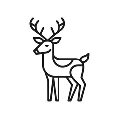 Minimalist single line reindeer icon in black