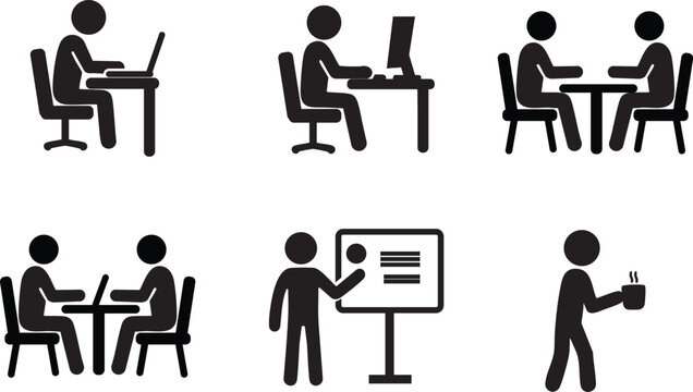 Office Work Stick Figure Icons