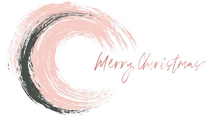 Merry Christmas greeting card with abstract brush stroke design on white background