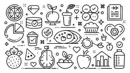 nutrition icons illustrating healthy foods and nutritional concepts..eps