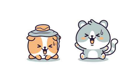 Cute animal character doing something silly and funny