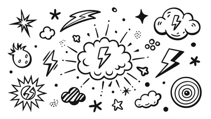 A black and white drawing featuring an assortment of geometric shapes arranged in a creative composition..eps