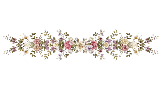 Vintage floral arrangement isolated on transparent background - Powered by Adobe