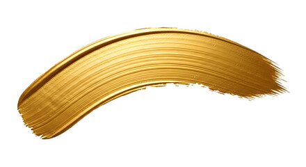 Golden brushstroke texture isolated on transparent background