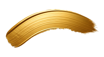 Golden brushstroke texture isolated on transparent background