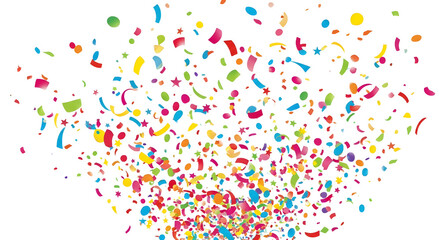 Colorful confetti burst isolated on transparent background