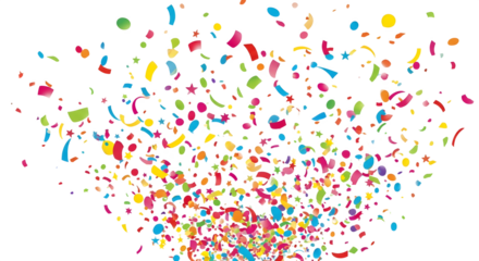 Colorful confetti burst isolated on transparent background