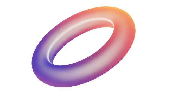 Gradient torus shape isolated on transparent background