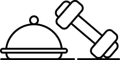Healthy lifestyle concept diet and fitness food and dumbbell icon illustration