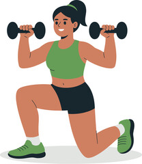 Woman doing lunges with dumbbells workout fitness exercise training strength fit