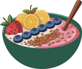 Find healthy breakfast smoothie bowl recipe with fresh fruits and granola topping