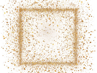 Golden Square Glitter Confetti Frame on Transparent Background for Celebration Design Element a Luxury Decoration Border for Card Template Elegant Invitation Design