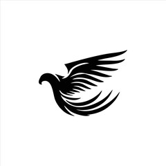 Majestic Black Eagle Hawk Bird Flying Logo Emblem Design Icon