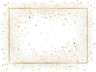 Gold Glitter Frame with Golden Confetti Sparkles on Transparent Background for Celebratory Invitations and Festive Decorations Elegant Graphic Element Design Resource with Copy Space