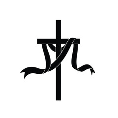 Black cross with flowing ribbon silhouette